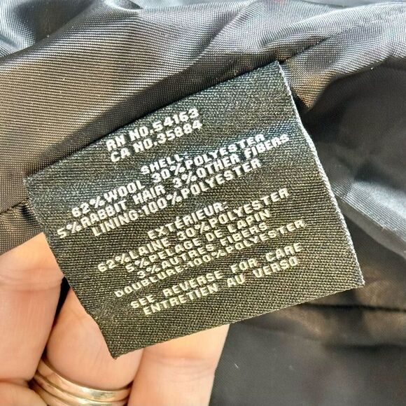 NWOT Cole Haan Rabbit Hair & Wool Blend Belted Hooded Mid Women's Coat Size 8US - Picture 9 of 13